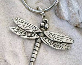 Pewter Dragonfly Fairy Keychain Key Ring (323-KC)