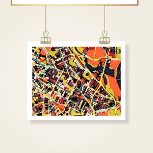 Somerville Map Art, Boston Abstract Print, Bedroom Wall Art, Newlywed Gift, 11x14" Art Print