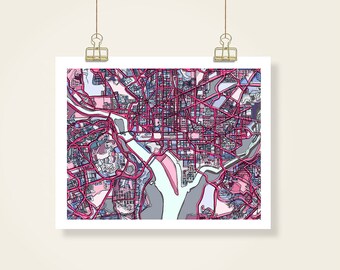 Washington DC Map Print, Office Decor, Housewarming Gift, Bedroom Wall Art, Art Print, 11x14" Art Print