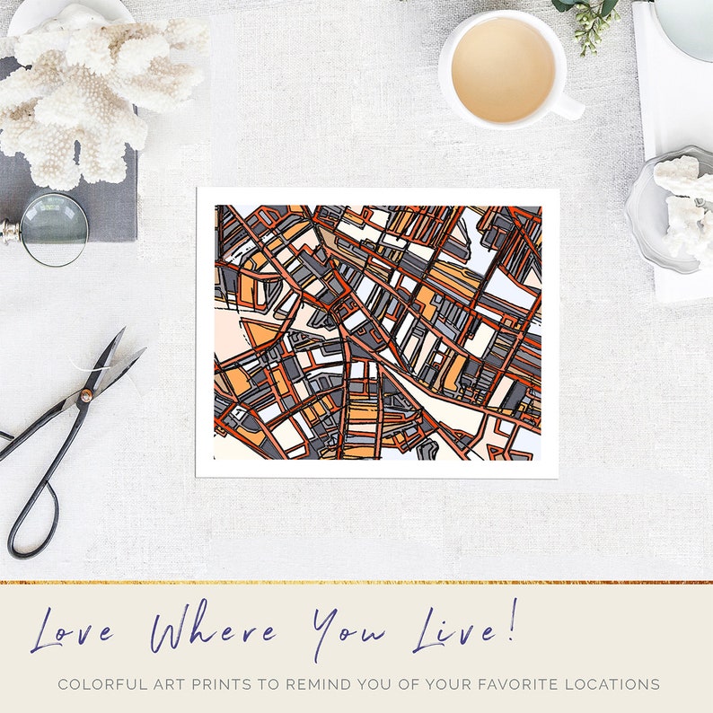 Porter Square Map Porter Square Cambridge Art Abstract Art Etsy