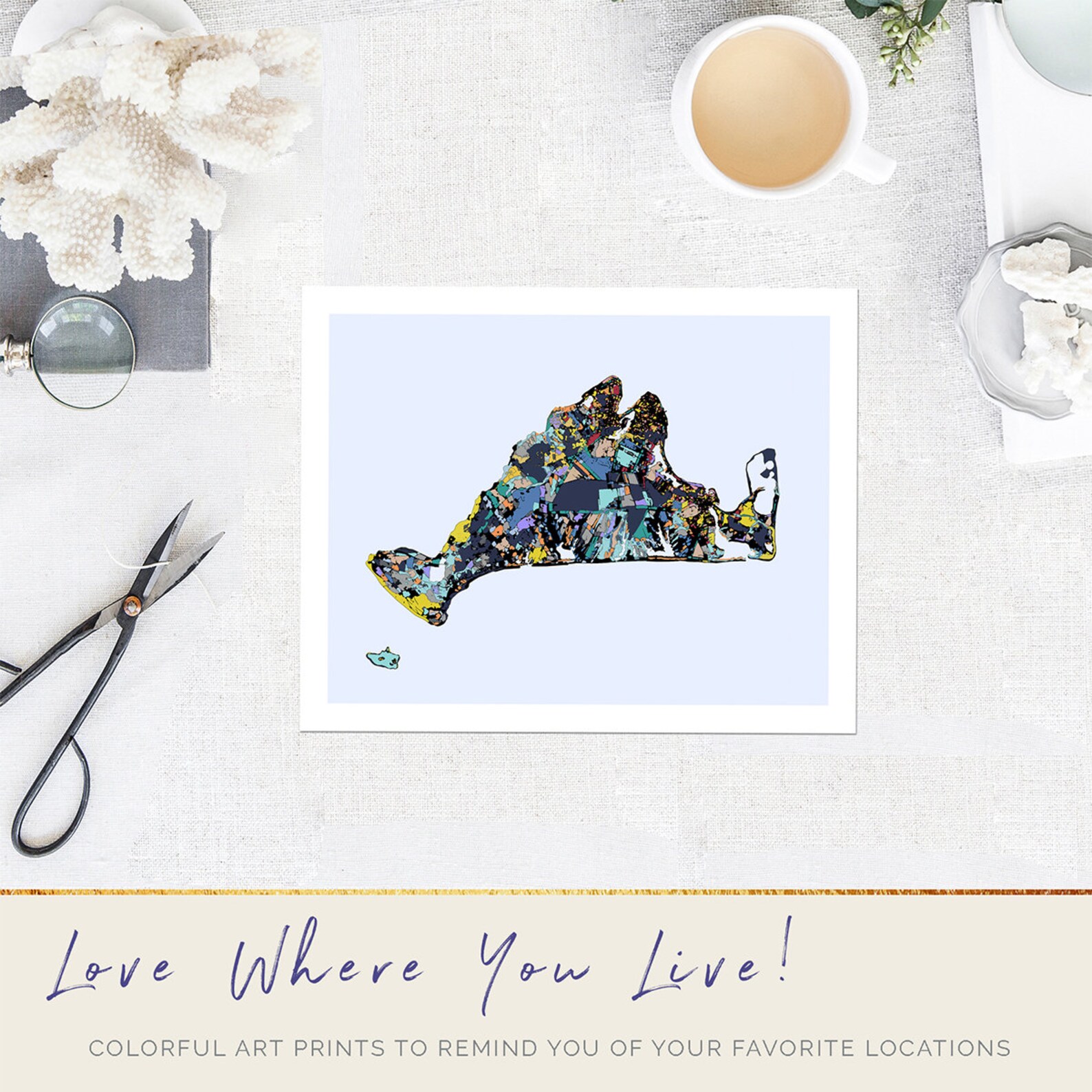 Martha's Vineyard Abstract Print Nautical Decor Art Etsy