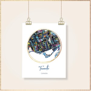 Toronto (Ontario) - Affiche d'art en plusieurs tailles. Tirages d'art de plan de ville dessinés à la main | Décoration murale carte de l'Ontario | Cadeau unique de pendaison de crémaillère