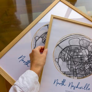 Nashville TN - Carte du quartier du nord de Nashville Art. Téléchargement numérique - Illustrations cartographiques | Impression d'art Nashville| Carte dessinée à la main | Carte imprimable de Nashville