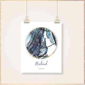 Montréal Québec - Affiche d'art en plusieurs tailles. Tirages d'art de plan de ville dessinés à la main | Décoration murale carte du Québec | Cadeau unique de pendaison de crémaillère
