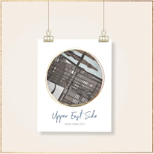 NYC Upper East Side - Fine Art Poster in Multiple Sizes. Hand-Drawn City Map Art Prints | New York Map Wall Decor | Unique Housewarming Gift
