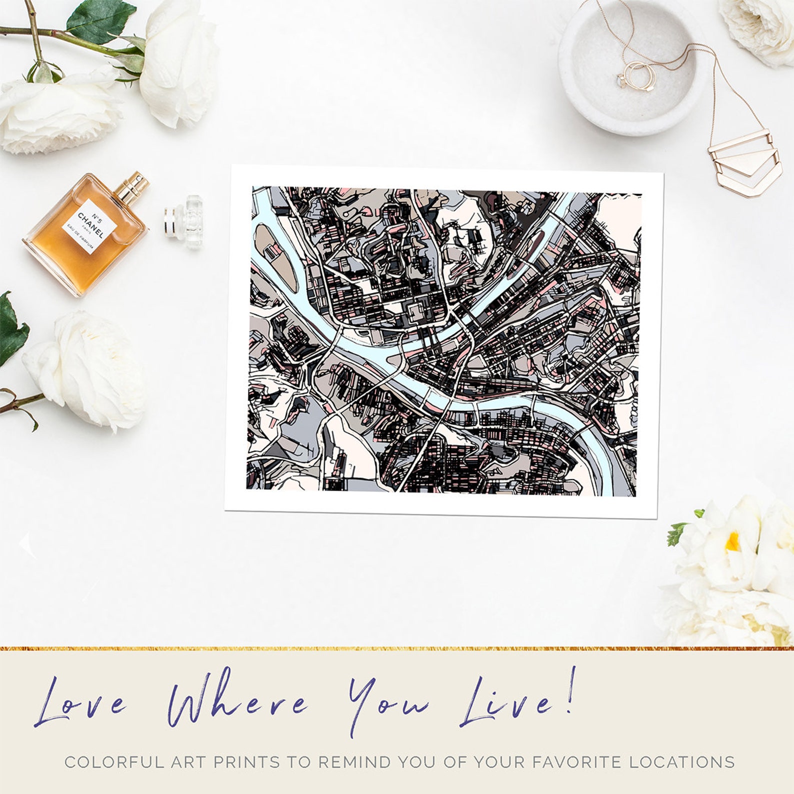 Pittsburgh Art Prints Pittsburgh Map Art Newlywed Gift City Etsy