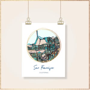 San Francisco CA - Fine Art Poster in Multiple Sizes. Hand-Drawn City Map Art Prints | California Map Wall Decor | Unique Housewarming Gift