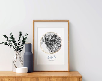Buffalo NY Map Art. Digital Download -Map Art | New York Art Print | Handdrawn Map | Buffalo Art | Art Gift | Printable Buffalo Map