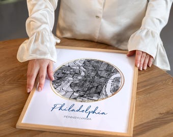 Philadelphia PA Map Art. Digital Download- Map Art | Philadelphia Art Print | Handdrawn Map Print | Printable Philadelphia Map Print