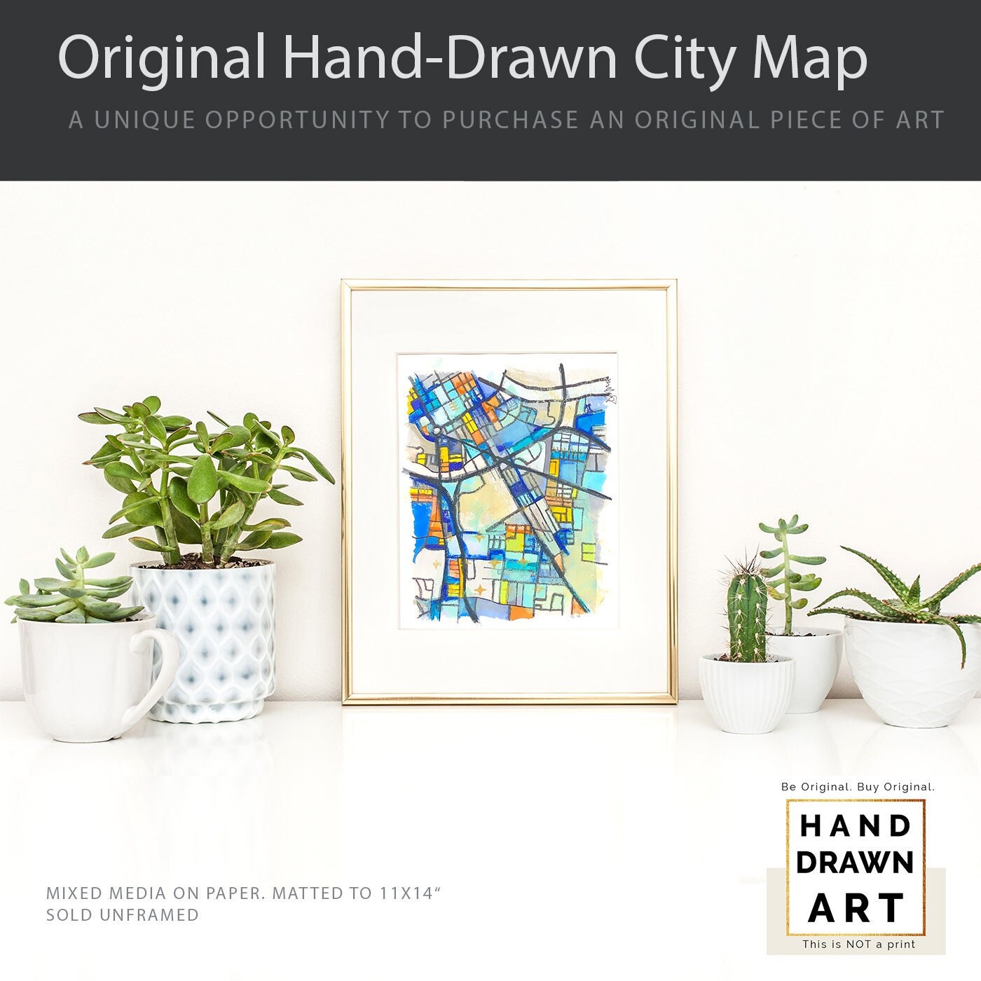 Wedgewood Houston Nashville Map Art Original Artwork, Mixed Media on ...