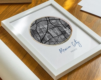 Mexiko-Stadt Karte Kunst. Digitaler Download - Landkarte Kunst | Mexiko-Stadt Poster | Handgezeichnete Landkarte | Druckbare Mexiko-Stadt Karte | Mexiko Karte | Mexiko-Kunst