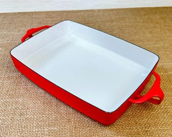 Vintage Dansk Kobenstyle Enamel Lasagna Pan Red Mid Century Modern