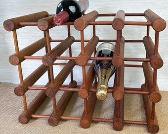 Vintage Nissen Langaa Denmark Teak Wine Rack Danish Mid Century Modern