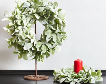 Fuzzy Lamb's Ear Mini Wreath, Candle Wreath, Tabletop Centerpiece Collection