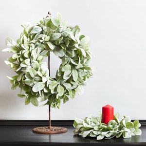 Fuzzy Lamb&#39;s Ear Mini Wreath, Candle Wreath, Tabletop Centerpiece Collection