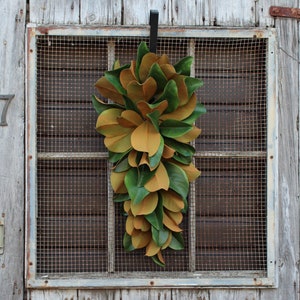 Real Touch Magnolia Leaf All Seasons Teardrop Front Door Swag