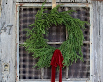 Real Touch Norfolk Pine Front Door Christmas Holiday Winter Wreath
