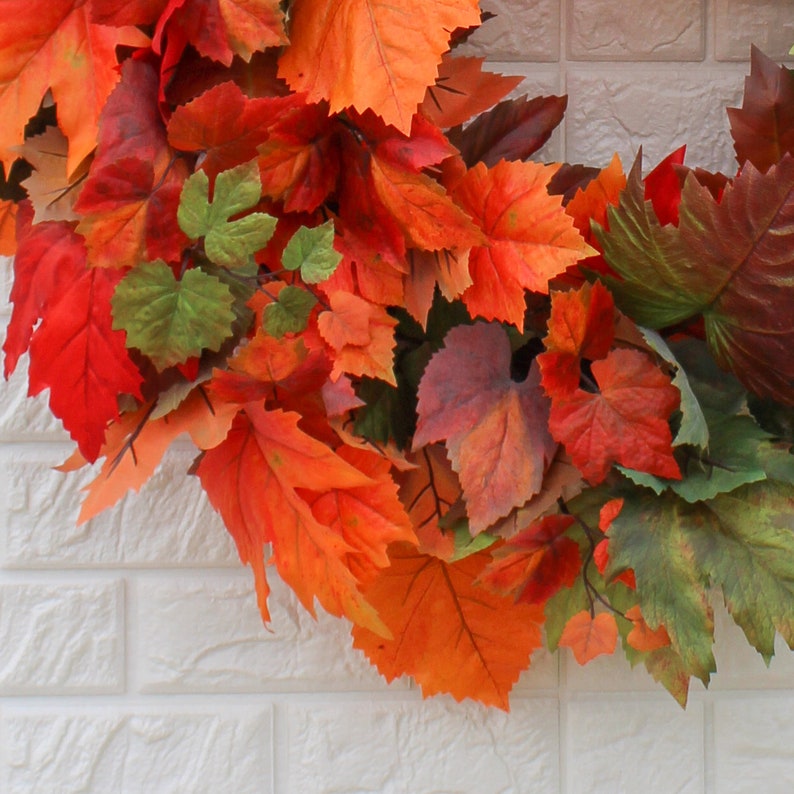 Orange & Green Ombre Maple Leaf Front Door Fall 28” Wreath - Etsy