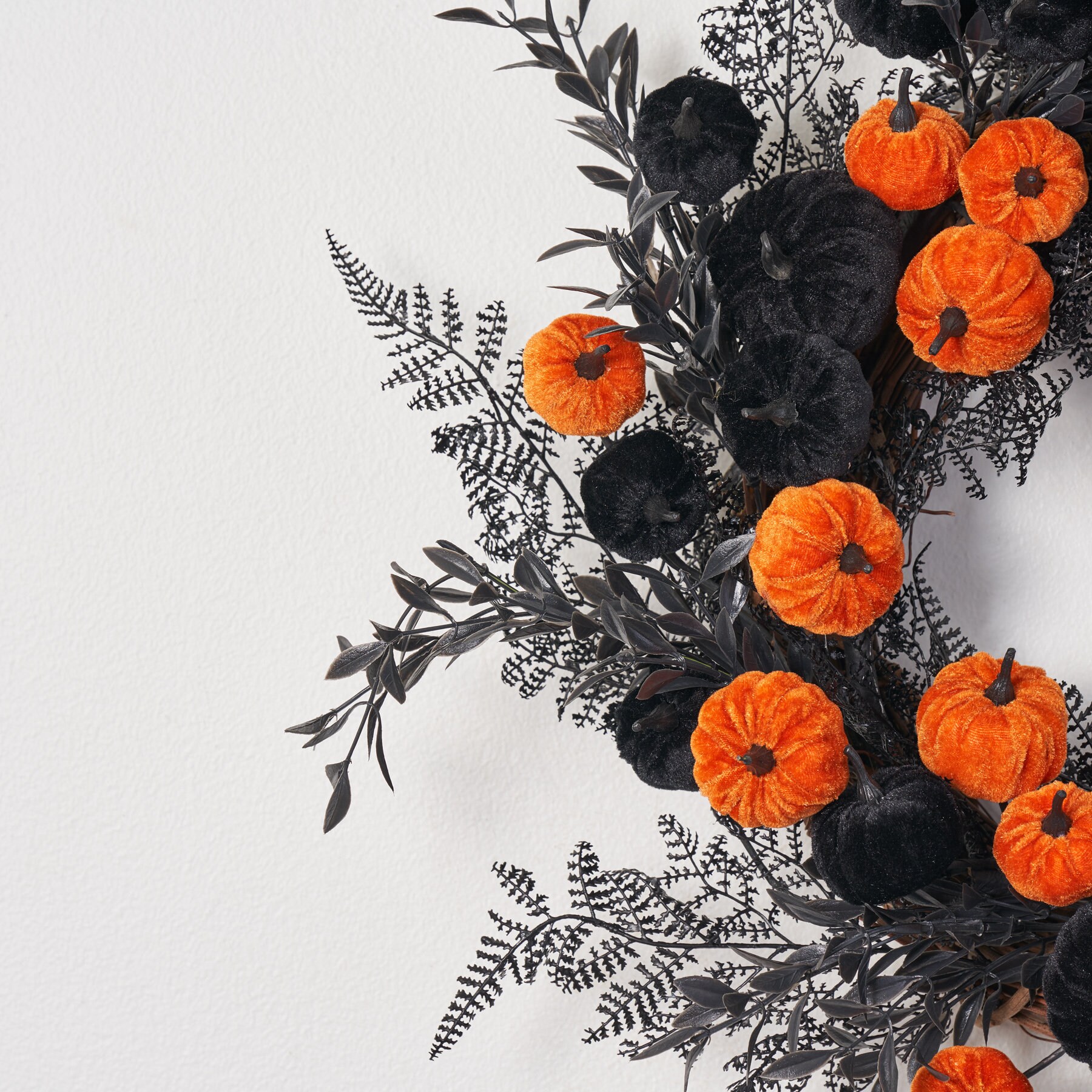 Halloween Delight - Black & Orange Mini Velvet Pumpkin with