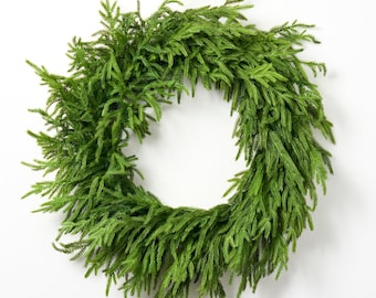 Norfolk Collection - Real Touch Norfolk Pine Front Door Christmas Holiday Winter Wreath - 30&quot;
