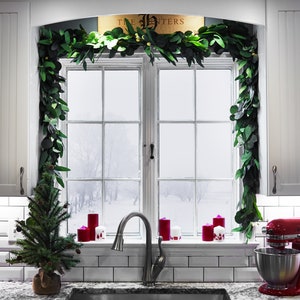 Seeded Silver Dollar & Needleleaf Eucalyptus Front Door Garland or Table Runner