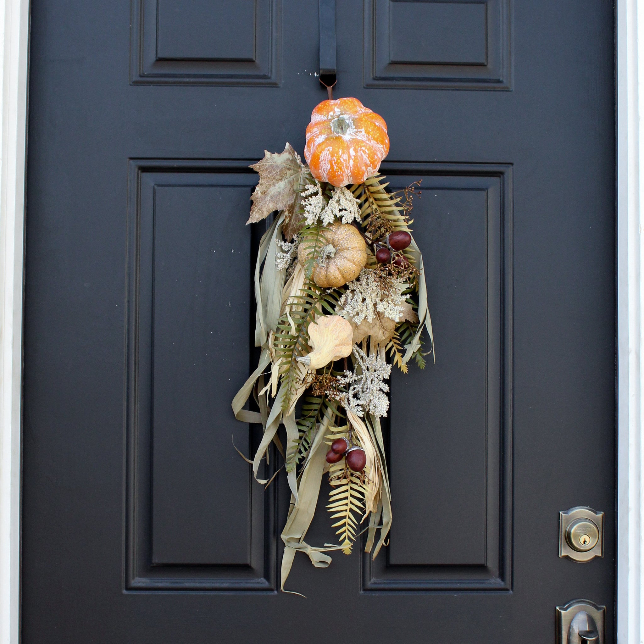 Mixed Pumpkin & Gourd Corn Husk Fall Harvest Front Door Swag - Etsy