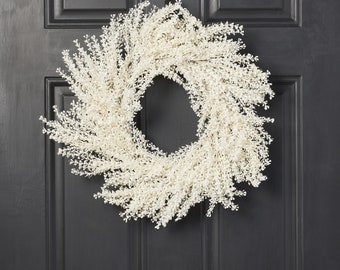 Frosted Shimmer Baby's Breath Gypsophila Christmas Front Door Mantle Wreath