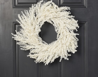 Frosted Shimmer Baby&#39;s Breath Gypsophila Christmas Front Door Mantle Wreath