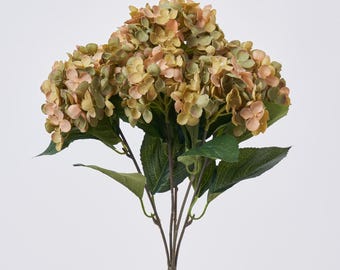 Ramo de tallos de arbusto de hortensias de seda verde salvia artificiales - 17"