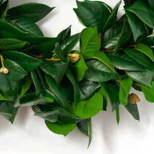 Lifelike All Seasons Camellia Leaf & Bud Everyday Winter Greenery Front Door Wreath -20" image 2