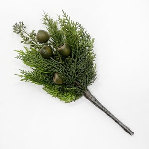 Mixed Cedar, Cypress & Eucalyptus Seed Pod Pine Pick Spray Winter Greenery