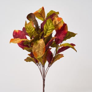 Autumnal Faux Magnolia Leaf Bush Faux Fall Foliage Stem Spray - 19&quot;