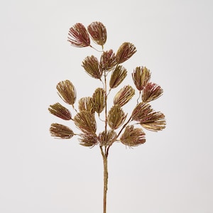 Burgundy & Gold Metallic Pine Needle Spray Deluxe Faux Botanical - 35&quot;