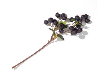 Plum Faux Botanical Goose Berry Branch Spray with Wired Stem