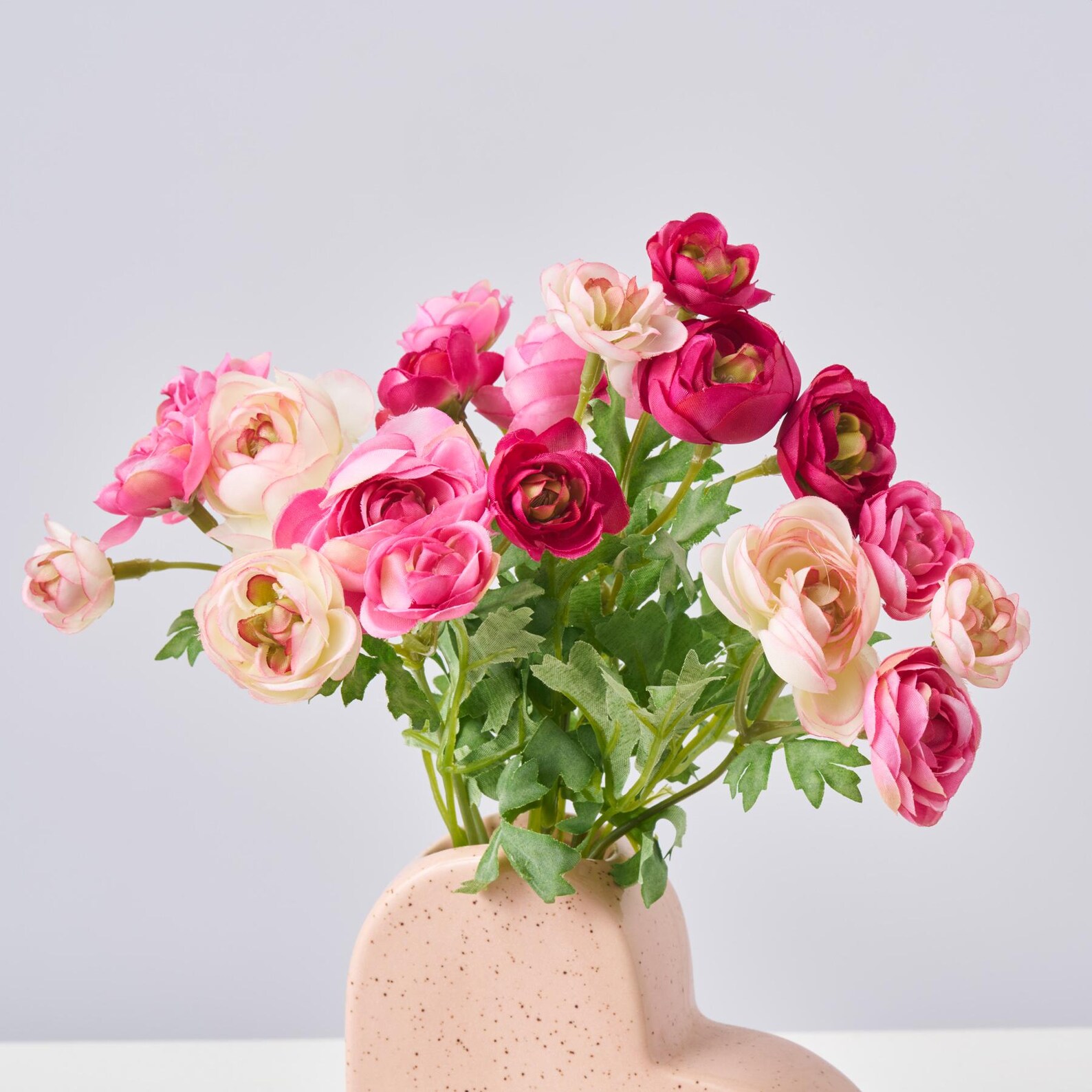 Fuchia Ranunculus Mixed Pink Fuchsia Mini Ranunculus in Pink Heart Budvase Valentine's ...