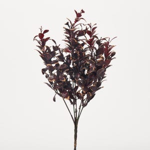 Ramo de tallos de arbusto con follaje otoñal en miniatura de color marrón burdeos oscuro de 14&quot;