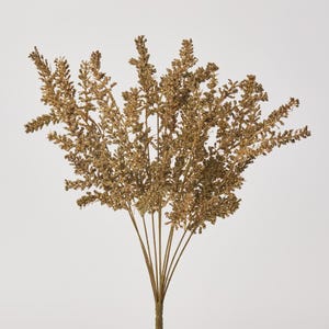 Gold Glitter Sedum Bush Faux Winter Stem Spray - 21&quot;