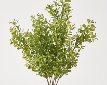 Arbusto de boj verde musgo en flor, arbusto perenne artificial en aerosol - 43 cm