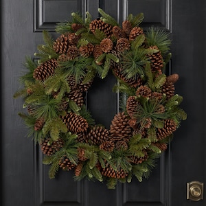 Mixed Pine with Pinecones Holiday Front Door Christmas Wreath