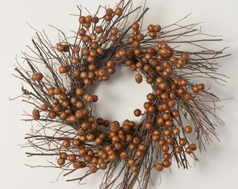 Foraged Crabapple Wispy Birch Twig Front Door Fall Wreath