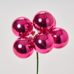 Shiny Hot Pink VP Ball Ornament Holiday Pick - 8&quot;