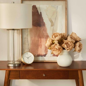 Cafe Au Lait Peonies In Cream Color Rounded Matte Vase Everyday Neutral Floral Centerpiece Arrangement