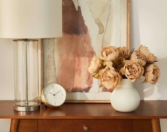 Cafe Au Lait Peonies In Cream Color Rounded Matte Vase Everyday Neutral Floral Centerpiece Arrangement