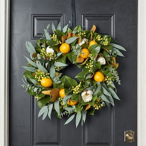 Fresh Citrus Real Touch Magnolia & Lemons, Eucalyptus Spring Estate Wreath