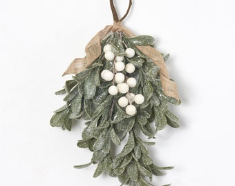 Frosty Mistletoe & White Berry Classic Christmas Swag Hanging Holiday Decor