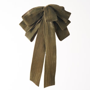 Moss Olive Green Velvet Lux Hand Tied Drape Loop Bow