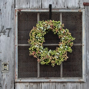 Pink & Green Pepperberry and Queen Annes Lace Front Door Spring Wreath image 6