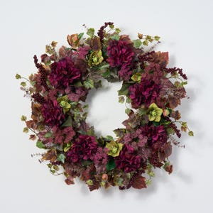 Merlot Ivy Medley with Fall Berry & Hydrangea Classic Autumn Front Door Wreath