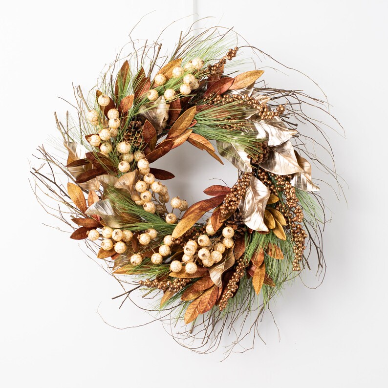 Harvest To Holidays Gold Metallic Magnolia Leaf Green Pine Cre Harvest To Holidays Gold Metallic Magnolia Leaf Green Pine Cre