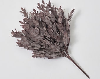 Faux Dusty Dark Purple Ruscus Leaf Bush Fall Foliage Bush - 15"